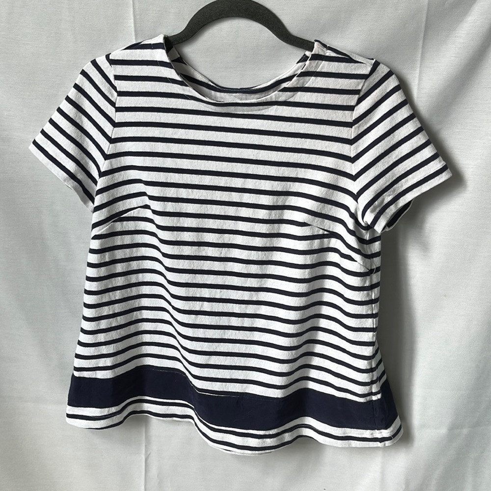 1901 Navy & White Cropped Striped Top